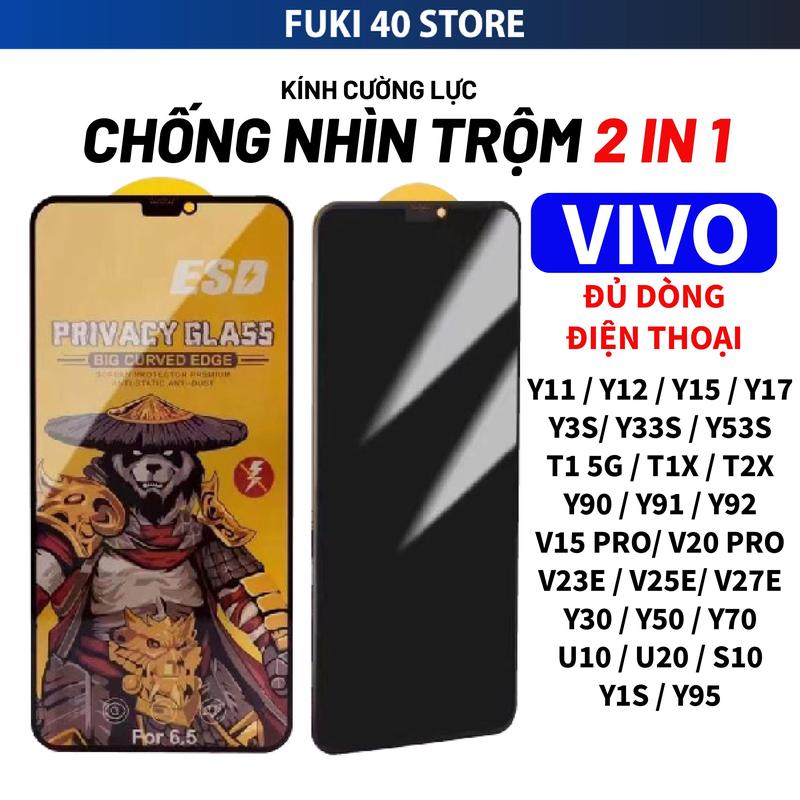  Kính cường lực chống nhìn trộm cho Vivo Y11 Y12s Y17 Y17S Y20 Y33S T1x T1 Y15a Y15s Y35 Y53s Y55 Y33s Y22s Y16 Y21 Y21s Y02s Y01 Y20s V25 V25E V23E V25E V27E V29E V21 V20 V19 full màn hình Phụ Kiện 