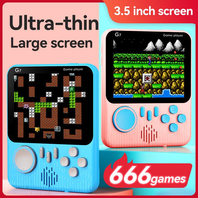 Máy Chơi Game cầm tay G7, Siêu Mỏng, Cầm Tay, Phong Cách Cổ Điển Hoài Cổ Máy thẻ trò chơi FC màu độ nét cao, 666-trong-1, Thích hợp cho trò chơi cầm tay 3