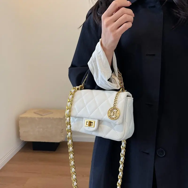 Túi xách nữ đeo chéo da mềm dây đeo phối xích thời trang cá tính hàng quảng châu cao cấp T329 Bag Đeo Vai 7