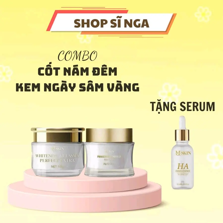 Combo Kem Cao Nám Đêm Sâm Vàng + Kem Dưỡng Sâm Vàng _ Tặng Serum Sâm Vàng _ Hỗ Trợ Dưỡng Da