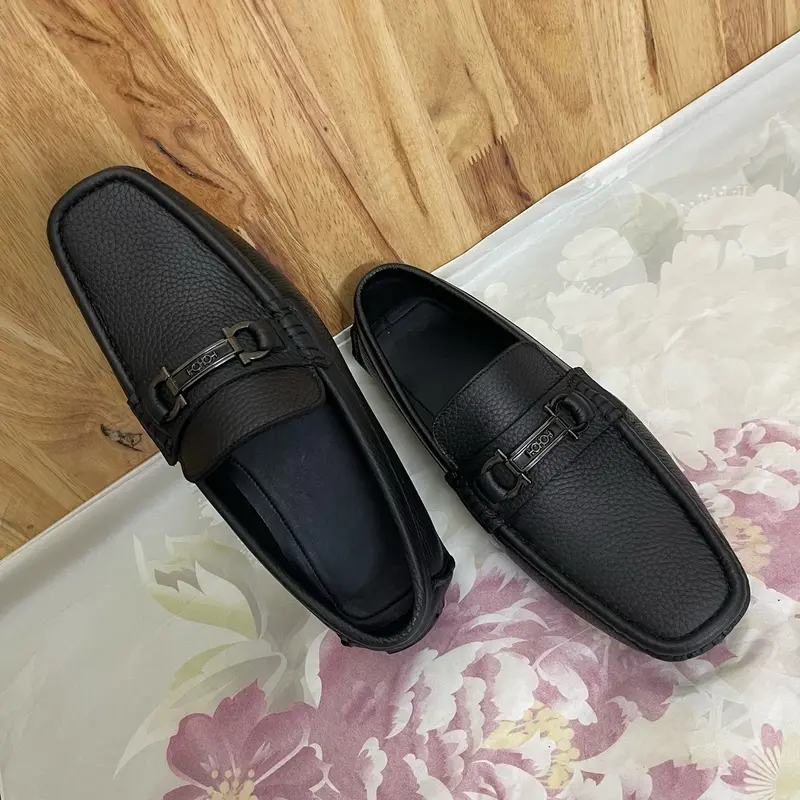 G15 Giày Nam Mọi Âm Da Bò Nguyên Tấm Màu Đen giay 6