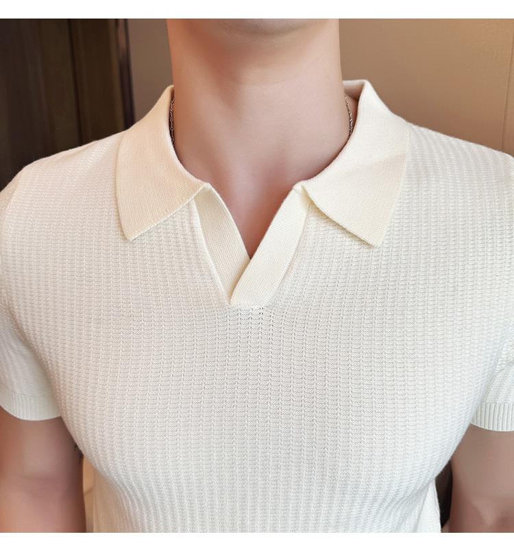 Product Introduction of Áo Polo, Mỏng Vừa Vặn, Phong Cách Thường Ngày, Không Nhăn, Thời Trang, Thiết Kế Đơn Giản, Màu Trơn ngắn Tay, Cổ Áo bẻ xuống, Làm Bằng Dệt Kim, Thích Hợp Cho Mùa Hè, Không Khí Tươi Mới, Phong Cách Nam 6