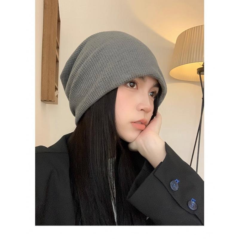 Product Introduction of Hat Women's New Korean Style Knitted Pile Style Fashion Big Head Big Brim Show Face Small Toe Cap Japanese Style All-Matching Men's Hat 17