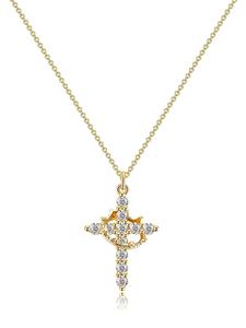 Collar con Colgante de Diseño de Corona y Cruz para Mujeres y Niñas, Bisutería de Moda para Fiesta, Decoración Diaria de Ropa, Joyería Exquisita y Comodín para Regalo de Cumpleaños