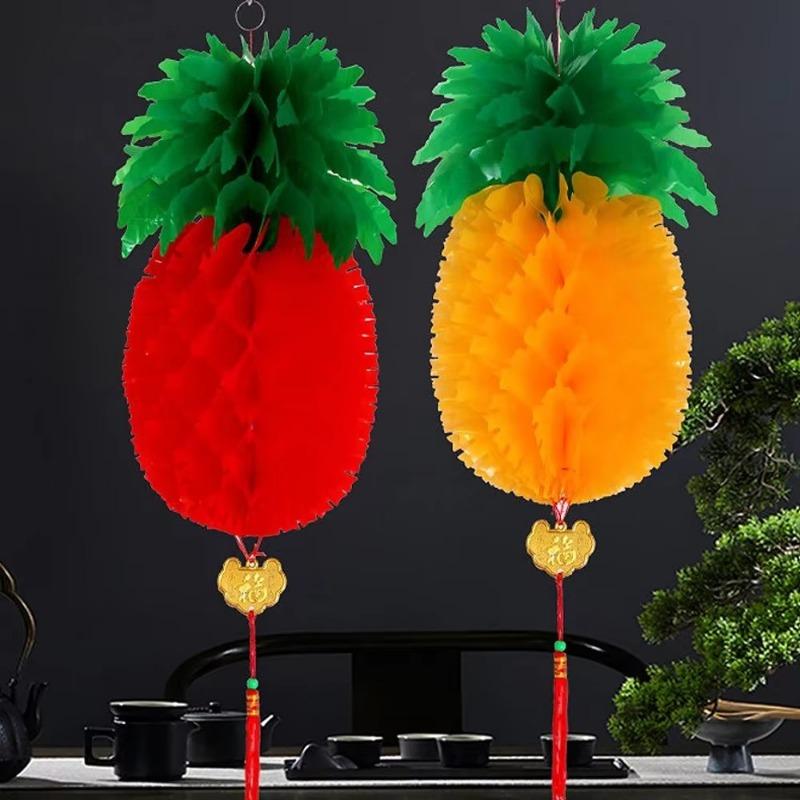 Product Introduction of Chinese Traditional Spring Festivals Pineapple Honeycomb Ball Lantern Oil-plastic Paper Hanging Lanterns Chinese New Year Gifts Decor 27