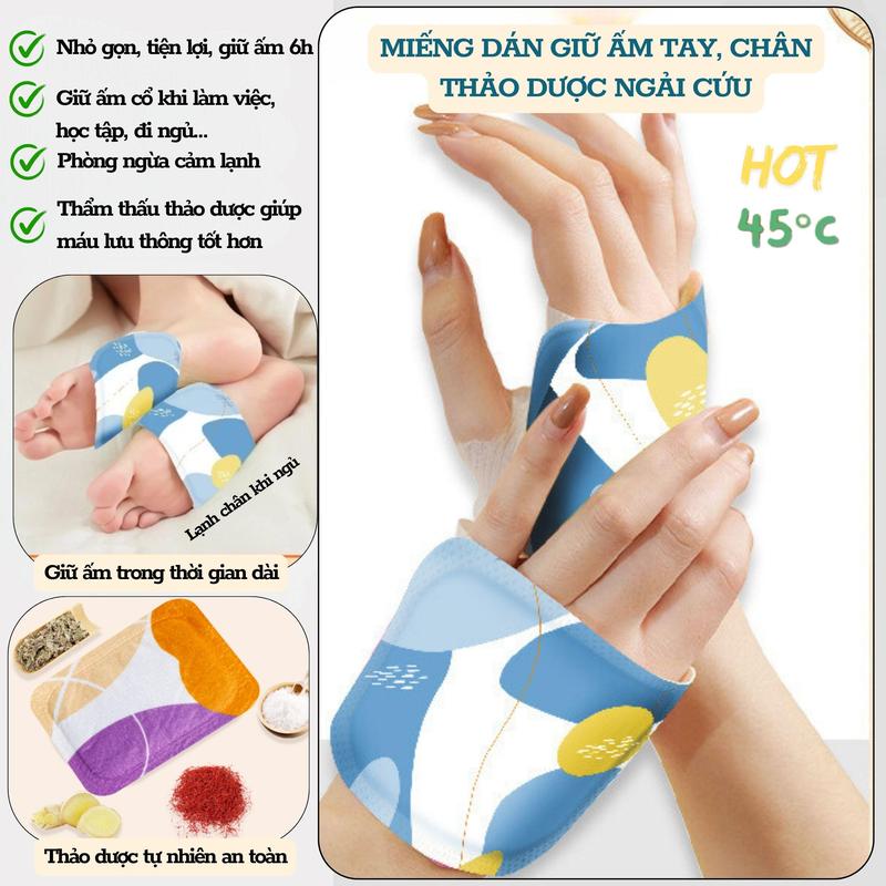 Combo 40 Miếng dán giữ nhiệt bàn chân, giữ ấm bàn tay giữ ấm 6h bổ xung Ngải Cứu thành phần thiên nhiên, ngăn ngừa cảm lạnh gói  giữ miếng  dán