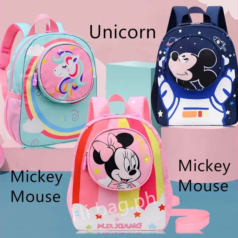 from China 7-15 days arrive High Quality Bags Kids School Bag Unicorn backpack girls Kindergarten Kids Backpack For Children Bag Pack Mickey mouse bag schoolbag Kids Student Bagpack Cartoon Character Bagpack