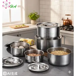 HA1733 Panci Stainless Steel Isi 5 Praktis || Panci Beranak 5in1 Hemat Ruang
