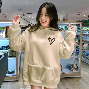 T-QUENS Sweater Wanita Hoodie LOVE Remaja Dewasa Sweater Cewe Hoodie flecce Murah
