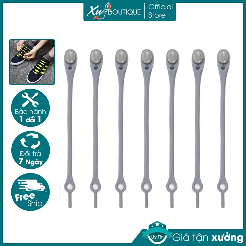 Dây Giày Cao Su Đàn Hồi Thông Minh Hilaces - Màu Ghi 0