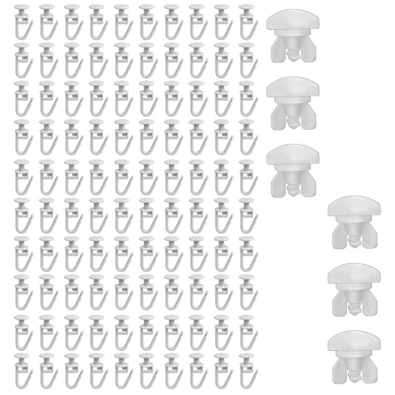 Product Introduction of Curtain Track Hook Curtain Rails Ceiling Gliders Set 100Pcs Lockable Folding Hanging Hook and 6Pcs Drape Rails Stoppers 49