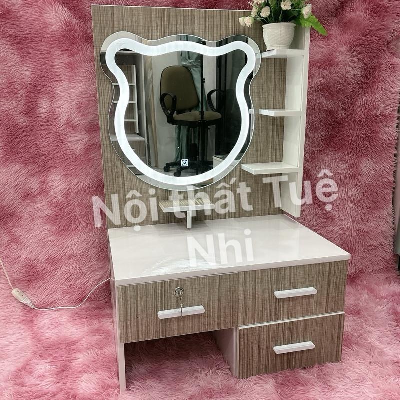Bàn trang điểm ngồi bệt gương gấu lắp ráp sẵn, thiết kế 3 ngăn kéo.62x90cm 7