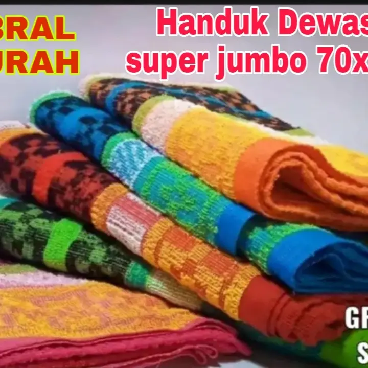 PAKET HEMAT 3 HANDUK MANDI DEWASA WARNA-WARNI UKURAN JUMBO 70X140 0