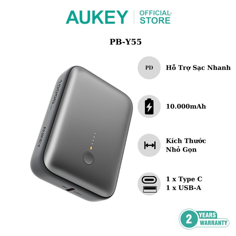  Pin Sạc Dự Phòng Aukey PB-Y55 10.000mAh Hỗ Trợ Sạc Nhanh Nhỏ Gọn - Hàng Chính Hãng 