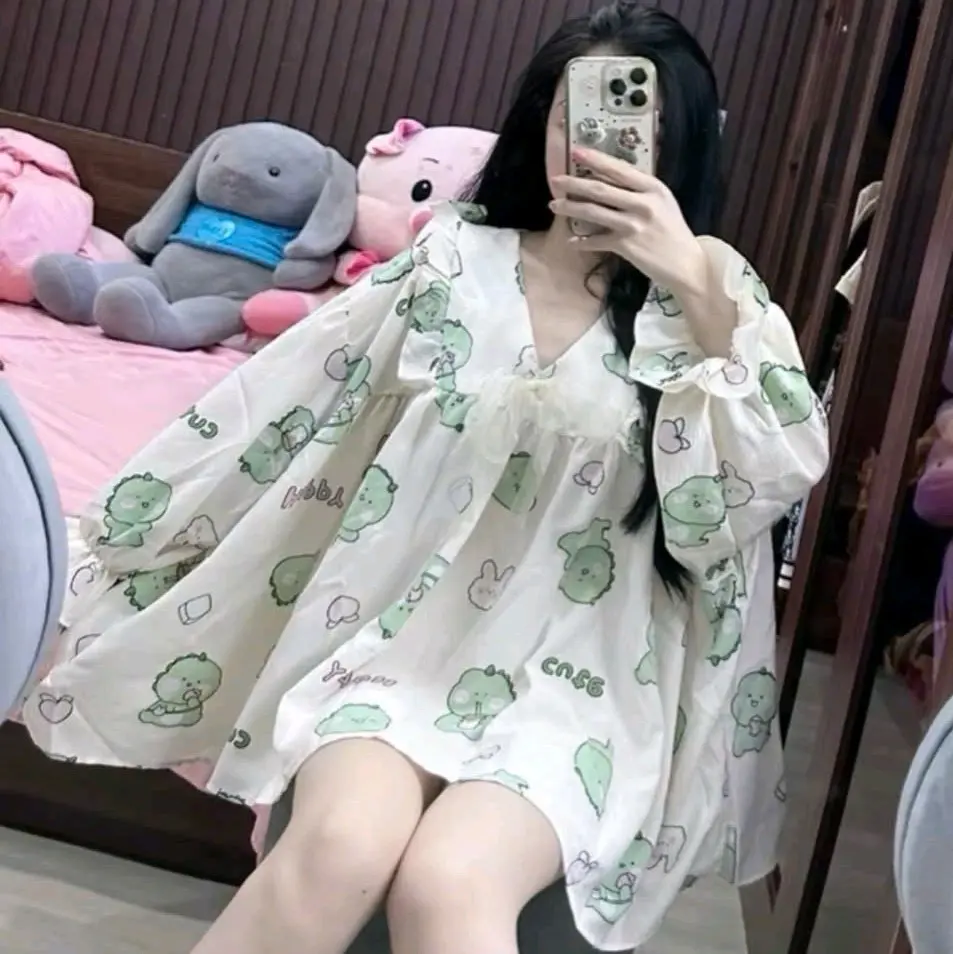 Sét bộ đồ chất xốp gạo áo babydoll +quần hoạ cực xinh Women form 40kg_70kg