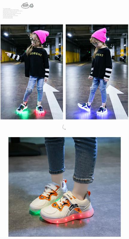 Product Introduction of Kasut sukan kanak-kanak, kasut ibu bapa-anak baru, kasut berkilau boleh dicas semula berwarna-warni, kanak-kanak lelaki dan perempuan, kanak-kanak berjalan dengan lampu 17