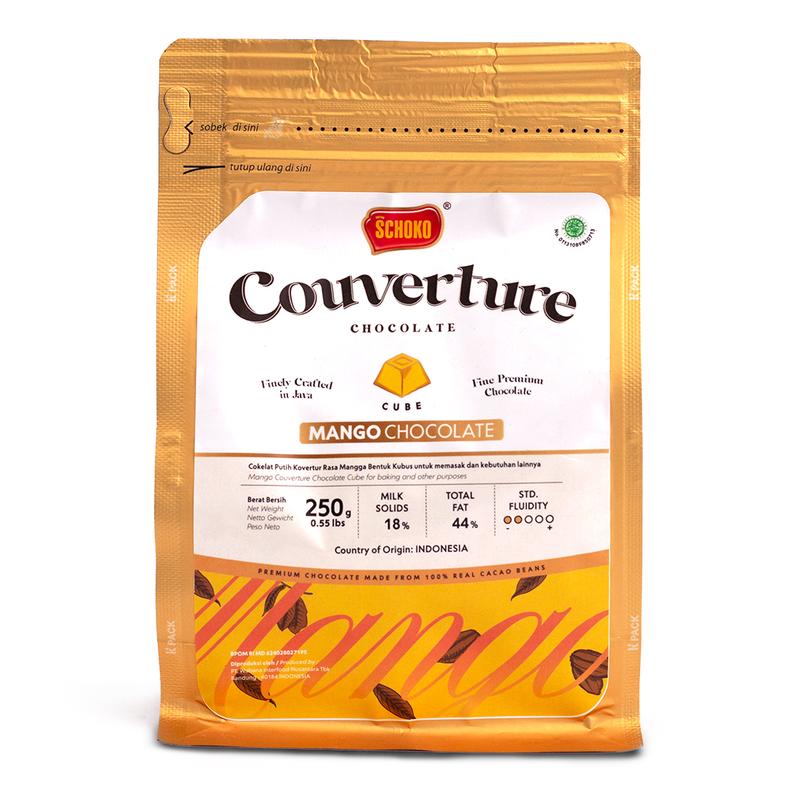 SCHOKO Mango Chocolate Couverture Cube - 250 Gr / Coklat Kovertur Dadu 0