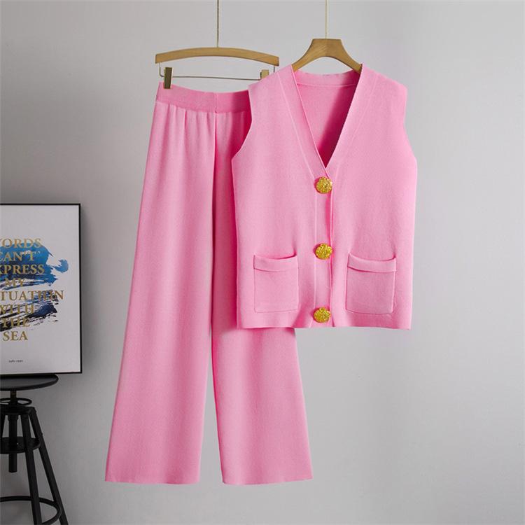 Product Introduction of New summer women's wear in 2025: a fashionable set consisting of a knitted vest with golden buttons and a midi skirt, and a homewear package. Clothes Womenswear 3