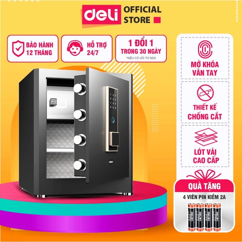 Két Sắt Vân Tay DELI Cao Cấp Thiết Bị Két Sắt Bảo Hộ Tài Sản Cho Gia Đình Văn Phòng Công Ty két chống cháy tủ đựng tiền giấu kín