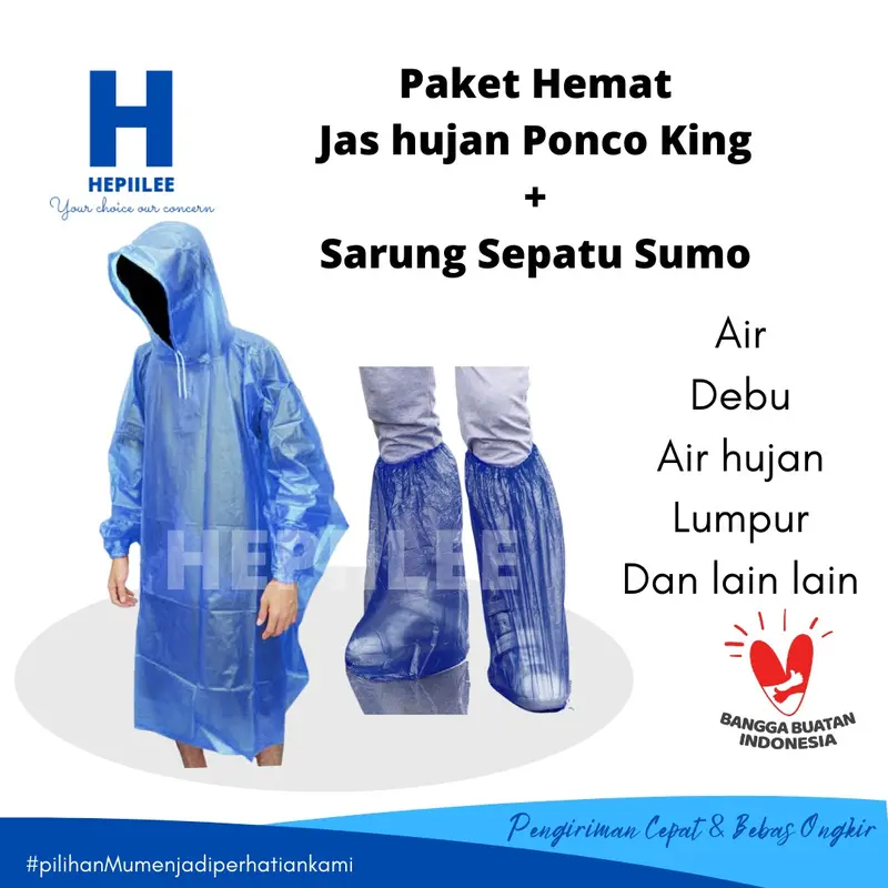 Jas Hujan Ponco  Rainbow 2 pcs dengan Sarung Sepatu Sumo 2 pasang - 2 set 0