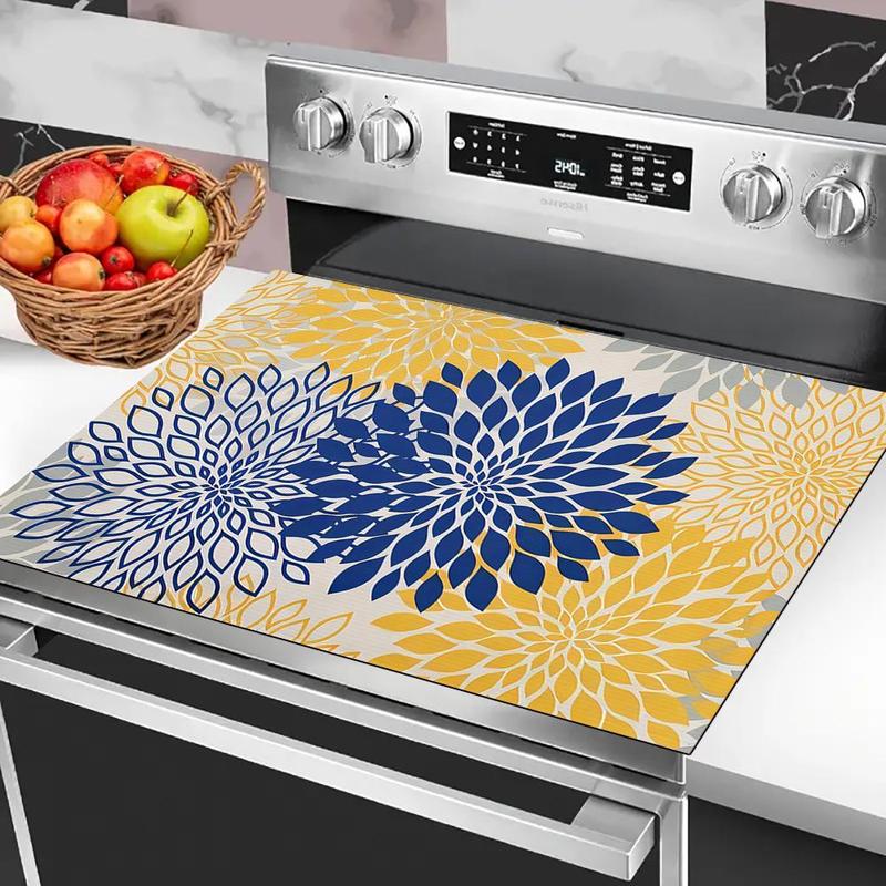 Floral Pattern Heat Resistant Oven Liner, Non Slip & Waterproof Oven Mat, Dustproof Oven Pad for Home Kitchen, Kitchen Accessories 0