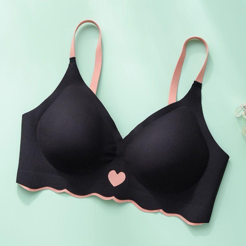 Bh Seamless Wanita Push Up Tanpa Kawat Busa Tipis Motif Love L014 Bra Nyaman - Nylon + Fiber 3