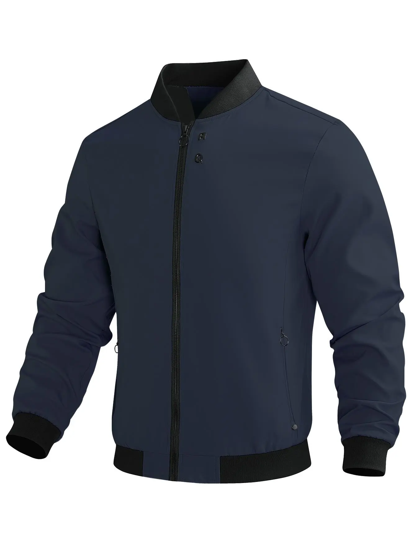 Men's Plain/Colorblock Zip Up Baseball Collar Jacket, Loose Casual Long Sleeve Pocket Outerwear for Spring & Fall, Fashion Men's Clothes for Daily Wear