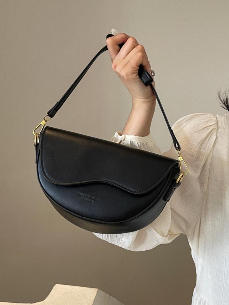 Product Introduction of Women's Fashion Solid Color Saddle Bag, Elegant PU Leather Back To School Crossbody Bag for Daily Use, Casual Trendy Versatile Commuting Bag for Women & Girls, Airport Outfits 2024 3