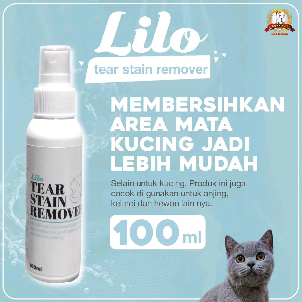 Lilo Tearstain Remover 100ml  | cairan pembersih area mata dan hidung kucing