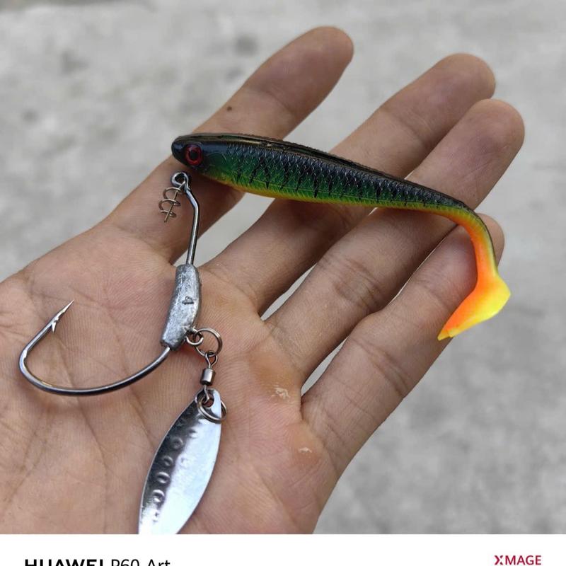 Combo mồi mềm câu cá lóc NFF + lưỡi móc mồi mềm mồi 9cm 6g