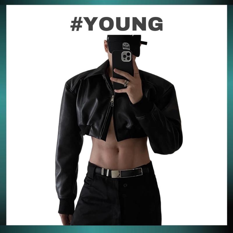 Áo Khoác Croptop Chất Liệu Da - Độn Vai Nam Tính Menswear Jacket aokhoac