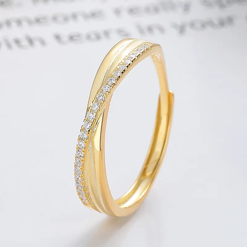 S925 Sterling Silver Korean Style Creative Cross Design Inlaid Zircon Ring Fashion Commuting Light Luxury Style Index Finger Ring