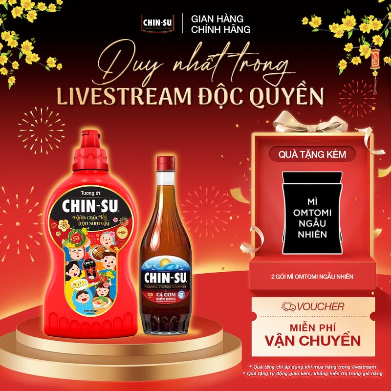 Combo gồm 1 chai chai cá cơm biển đông 720ml và tương ớt Chinsu 2kg