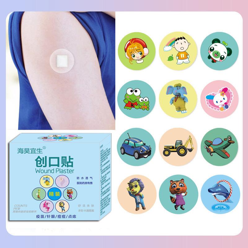 Băng Vết Thương Hoạt Hình Dễ Thương, Băng Quấn Tròn, Không Thấm Nước Và Thoáng Khí, Trong Suốt, 50 Cái / hộp, Thích Hợp Để Chăm Sóc Vết Thương Cho Trẻ Em, Sẵn Sàng Để Dùng Cho Cấp Cứu 0
