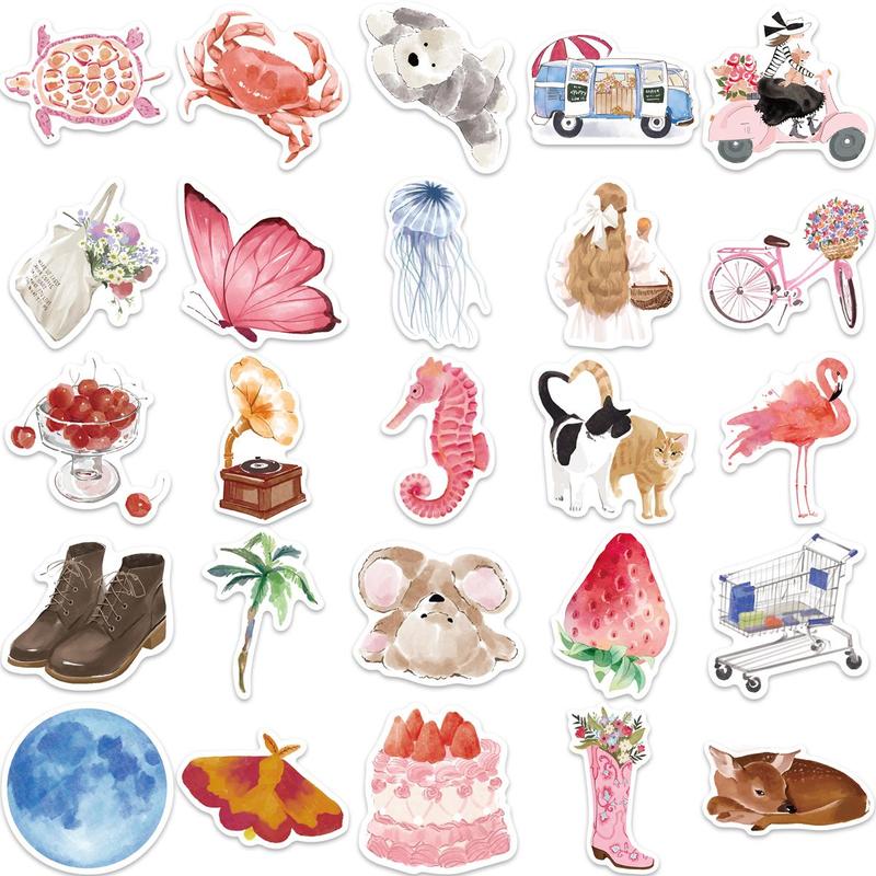 Product Introduction of Cute Colorful Sticker, 50pcs/set Waterproof Self Adhesive Decor Paper, Decor Sticker for Gift Greeting Card Water Bottle Laptop Phone, Ornaments 4