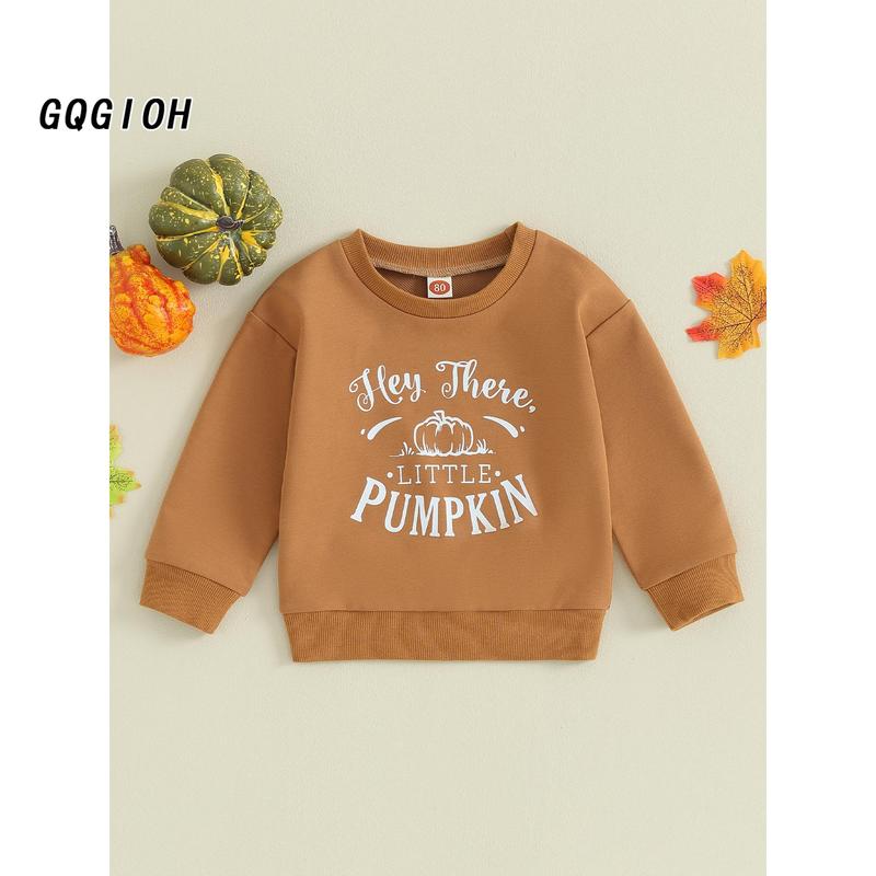 Kids Halloween Sweatshirt, Long Sleeve Pumpkin Letters Print Hoodie 4