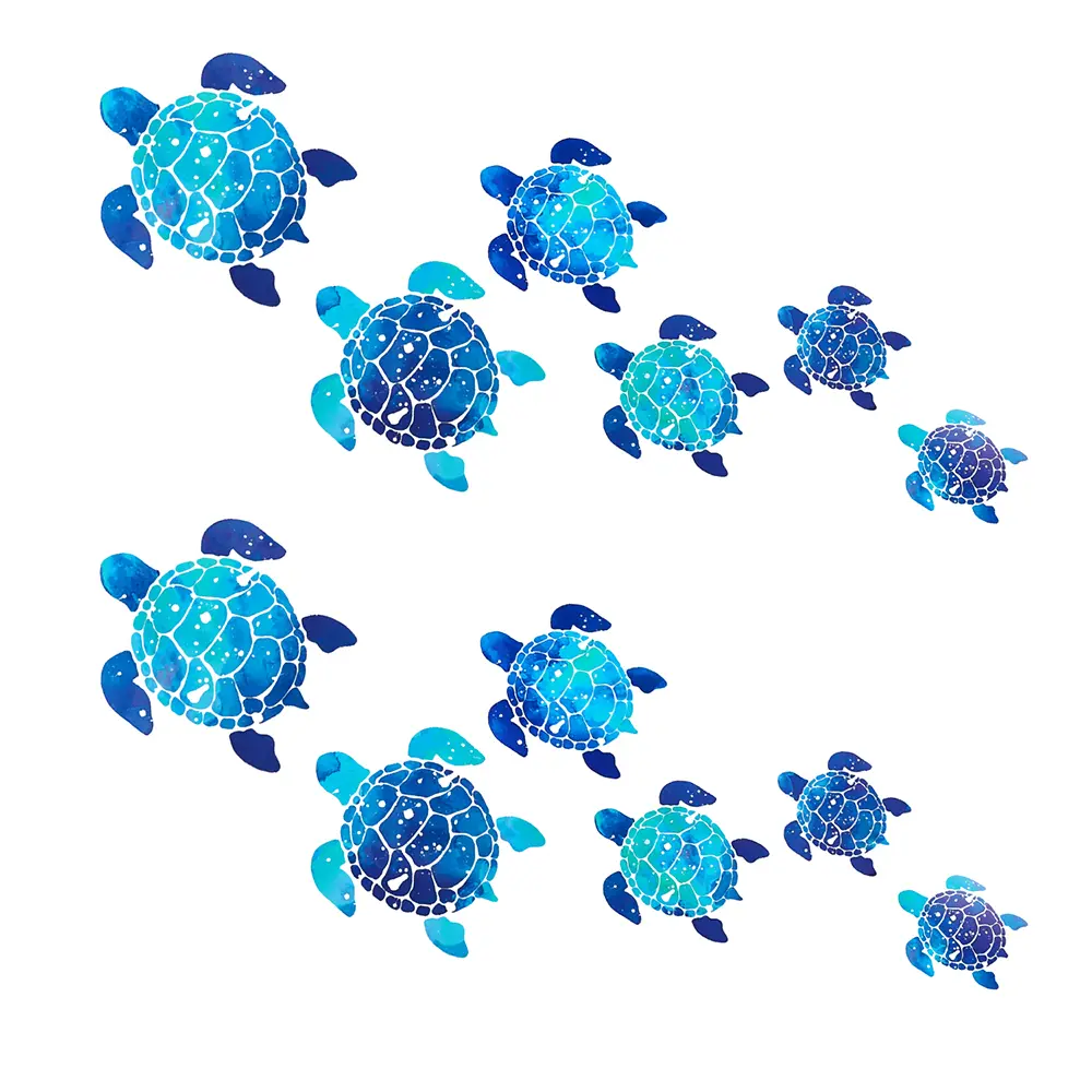 2 SET(12 PCS) Office Underwater Ocean Vinyl Removable Picture Sea Turtle Wall Stickers Wall Decals Home Decoration