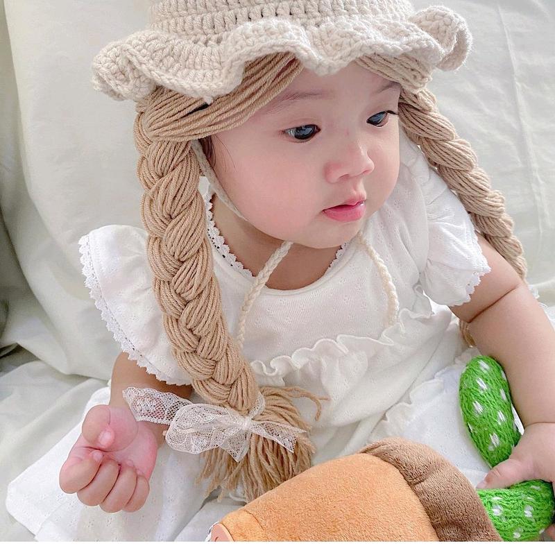 topi bayi anak premium rajut kepang perempuan Pink Putih cream - Shop ...