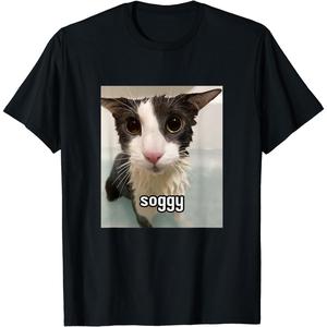 Camiseta negra con diseño abstracto 2D – estilo urbano alternativo, ideal para hombre y mujerAhCor Funny Silly Cat Memes - playera de meme de gato tonto