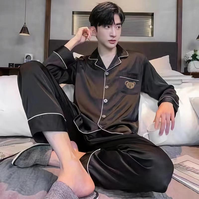 Đồ Ngủ, Hàng Mới Về, Dành Cho Nam Giới, Mùa Xuân Và Mùa Thu Hè, Quần Dài Dài Tay, Lụa Lạnh Cao Cấp, Lụa Mỏng, Bộ Đồ Mặc Nhà 0