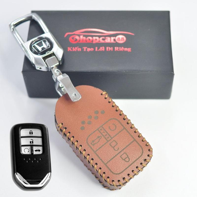 Bao Da chìa khoá 4 nút xe Honda City Civic.. mẫu chuẩn như hình. Nhiều màu da