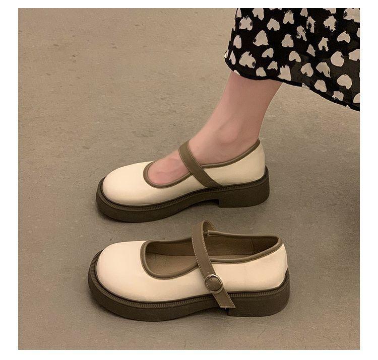 Product Introduction of Fashionable Thick-Soled Mary Jane Leather Shoes 2024 Soft-Soled Buckle Retro Low-Cut Chunky Heel Shoes with Single-Layer Shoes 12