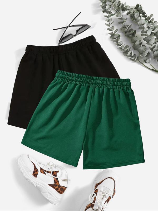 Women's Solid Drawstring Waist Shorts, Casual Comfy Breathable Straight Leg Shorts for Summer, Ladies Bottoms for Daily Wear 1