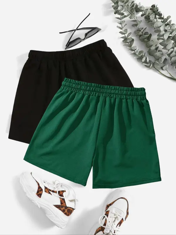 Women's Solid Drawstring Waist Shorts, Casual Comfy Breathable Straight Leg Shorts for Summer, Ladies Bottoms for Daily Wear 1