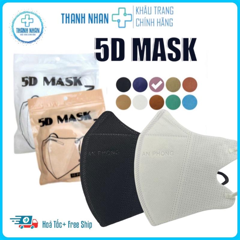 [Thùng 100 Cái] Khẩu Trang 5D An Phong 3 Lớp Kháng Khuẩn,Hàng Đạt Chuẩn Chống Nắng,Chống Bụi,Tia UV,Dây Đeo Co Giãn Tốt. Phụ Kiện Cao Su Voi Che Mặt Móc Khoá 0