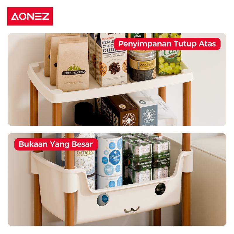 Product Introduction of 【COD】AONEZ Rak Susun Serbaguna Rak Plastik Buku Minimalis Anak Lemari Buku Rak Penyimpanan Makanan Ringan Plastik Rak Portable 2