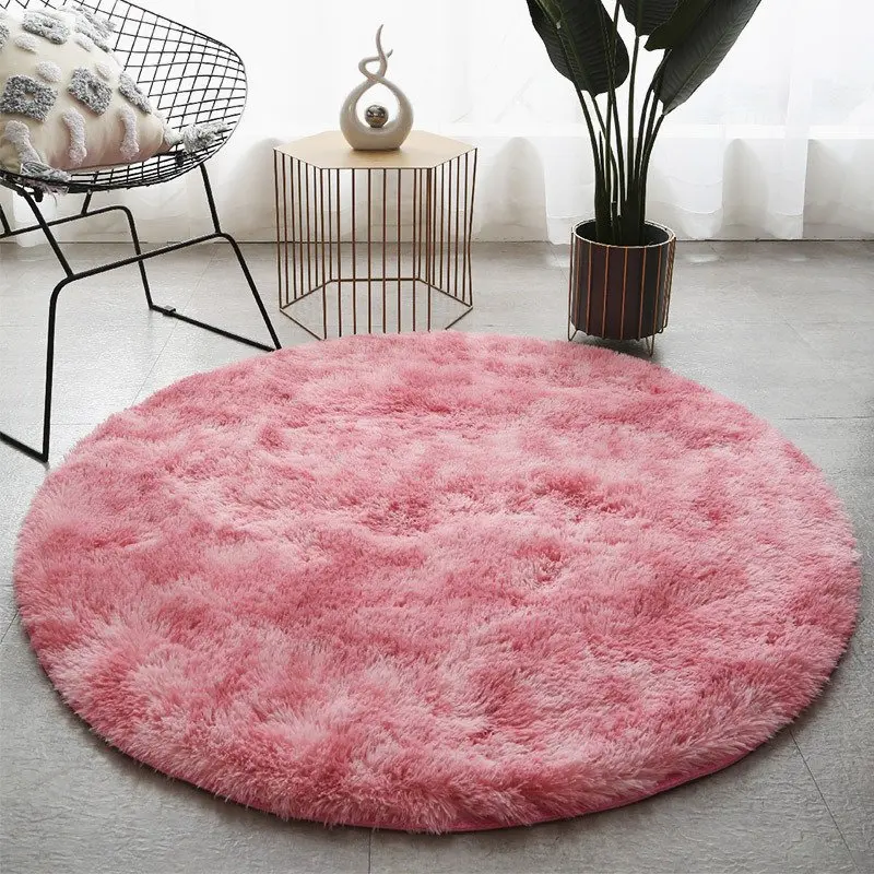 Thảm lông decor trang trí -Thảm chup ảnh sản phẩm màu loang hồng size 1m6x2m và tròn 1mx1m, mặt sau chống trơn trượt 3