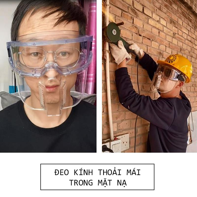 ( KHÔNG HẤP HƠI LÊN MẮT KÍNH ) Mặt nạ bảo hộ cắt mài cao cấp, hoàn toàn không bị hấp hơi lên mắt kính bảo hộ