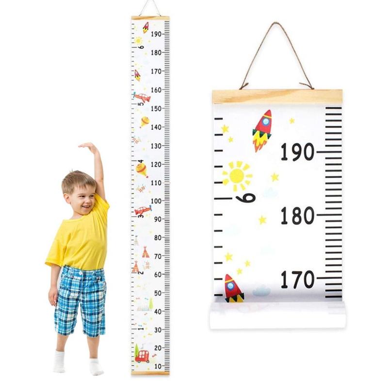 Fashion Wall Hanging Children's Height Ruler Wooden Roll up Height Measuring Chart Removable Wall Sticker for Kids Child Room 0
