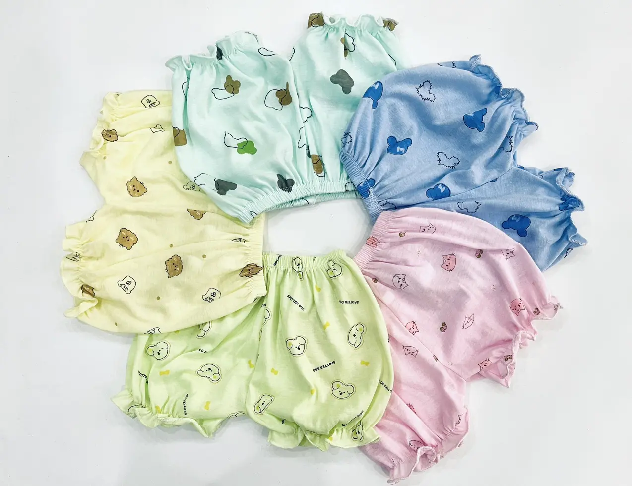 Combo 10 - Combo 5 Quần Đùi Nhún Bèo Xinh Xắn Cho Bé Gái 4 Đến 12kg Cotton quanthun  lanh